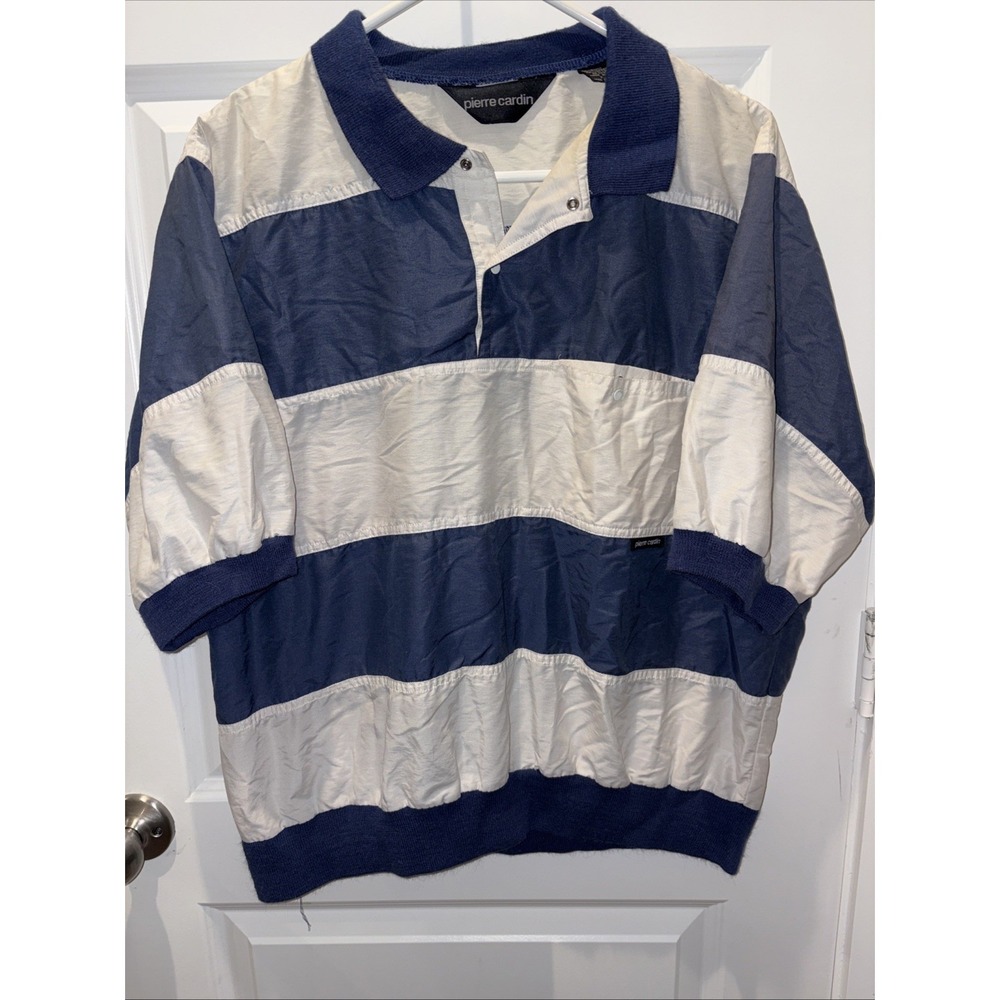 Vintage Pierre Cardin short-sleeve V-neck pullover Nylon Shirt - Size Large